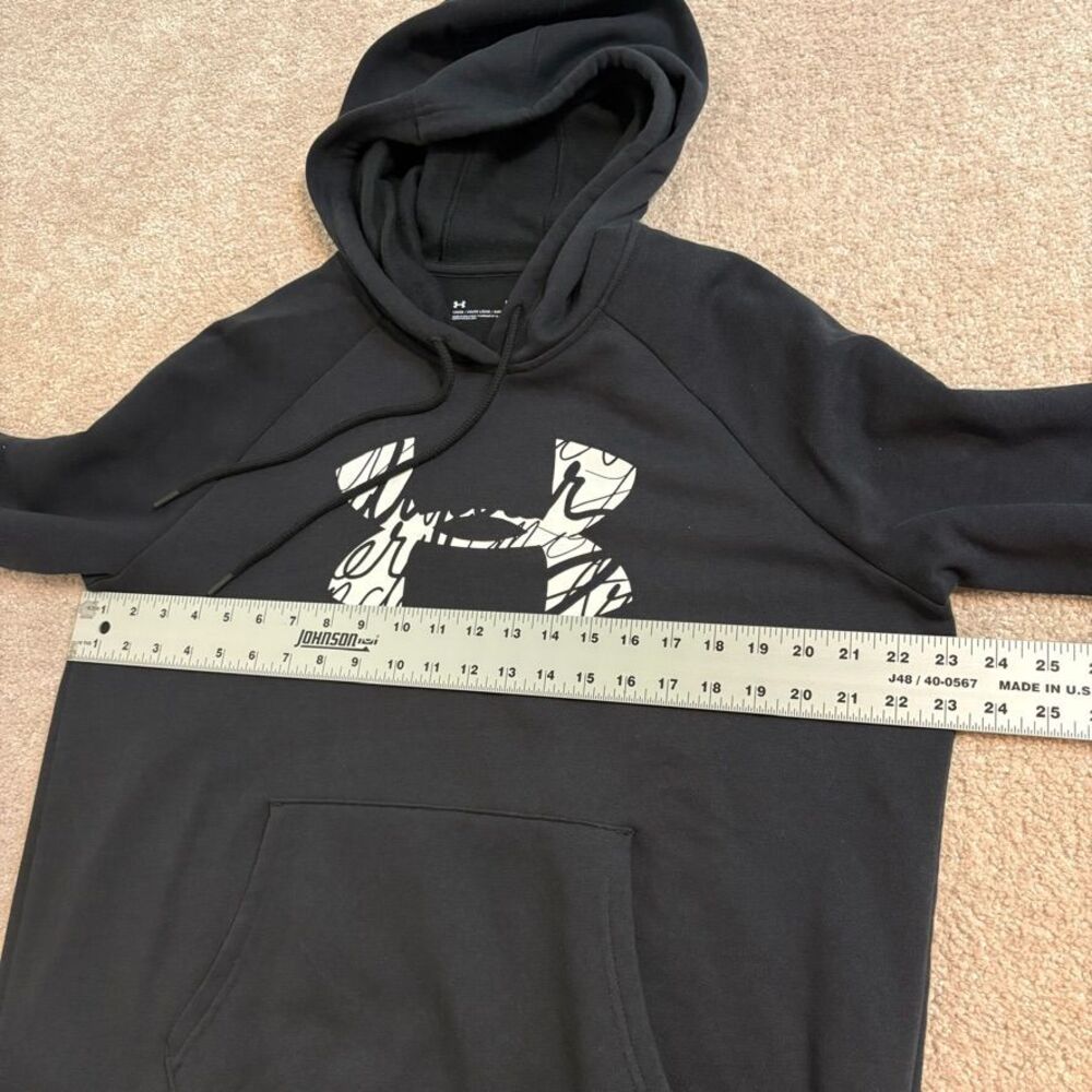 Under Armour Black Pullover Men's Hoodie with Graphic Logo Athletic Sweatshirt L - Picture 5 of 6